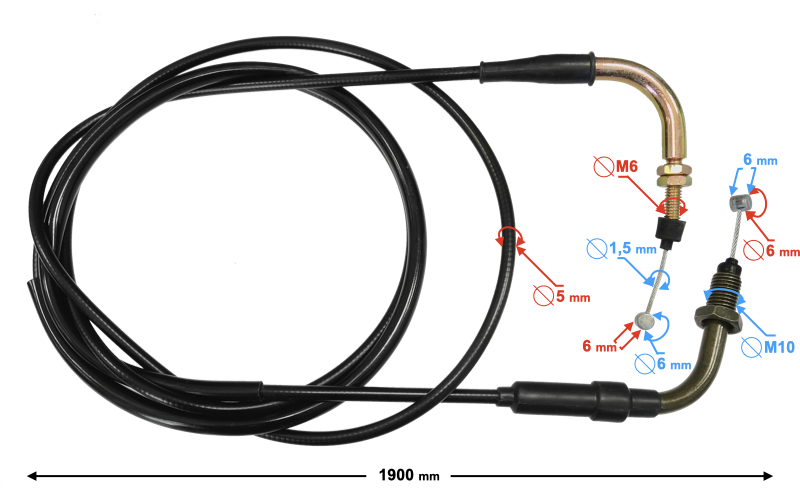 Linka gazu do skutera 4T Gy6 Barton Scalpel 190cm