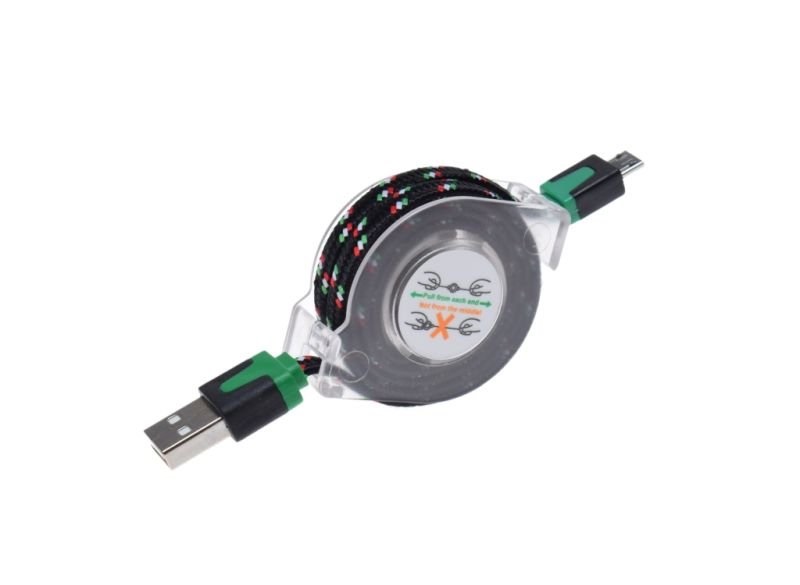 Kabel micro usb zwijany 1m plecionka