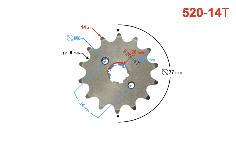 Zębatka Przednia Przód 14 Zębów 520