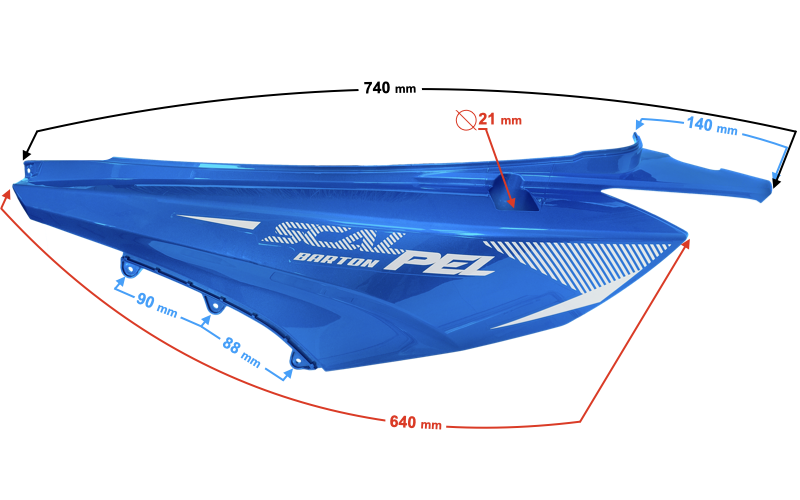 Obudowa tylna lewa niebieska Barton Scalpel