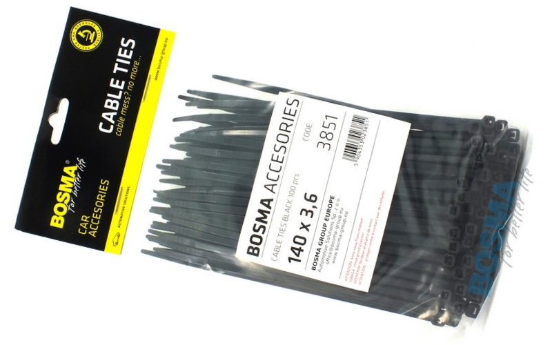 Opaska zaciskowa BOSMA 3,6*140 mm czarne 100 sztuk