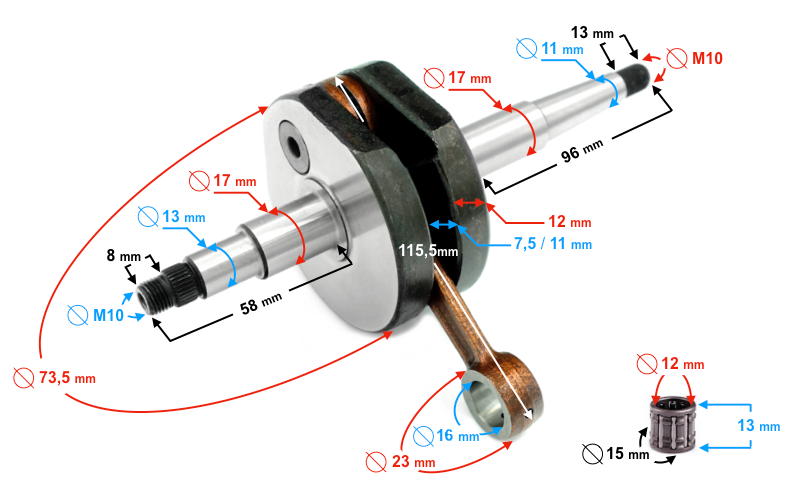 Wał korbowy 2 bieg romet komar motorynka ogar