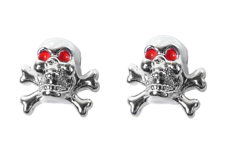 Nakrętki na wentyl chrom czaszki z piszczelami