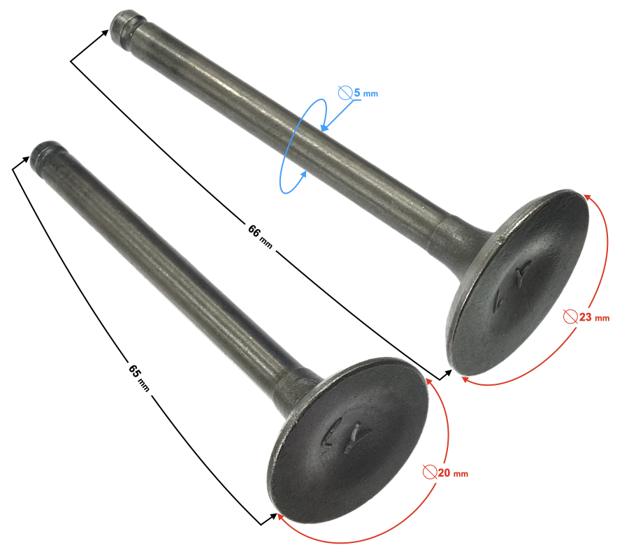Zawory 110cc do silnika BTS