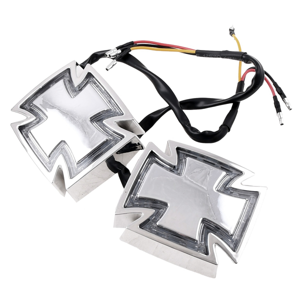 Kierunkowskazy mini krzyż Led chrom 7x6cm Racing Force