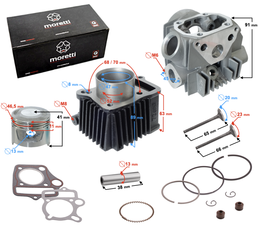 Cylinder + głowica 72cc 4T 139 FMB Romet Atv 50 70 King Ogar 900