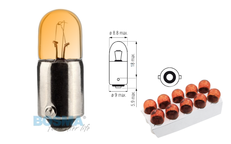 Żarówka Bosma 12V 4W BA9s pomarańczowa