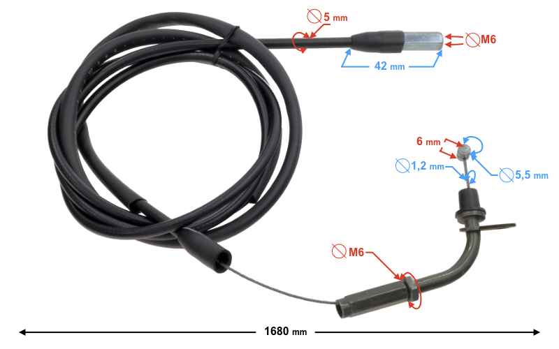Linka gazu do skutera Barton Galactic 167cm