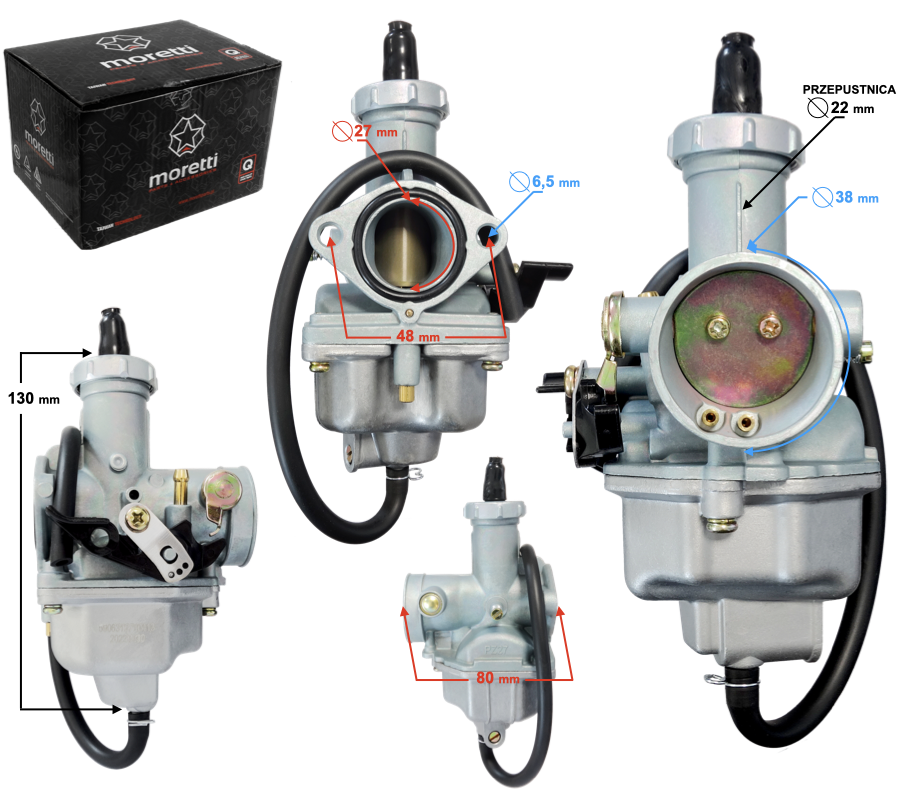 Gaźnik Moretti PZ27 125 150 cm3 ssanie na dźwignię