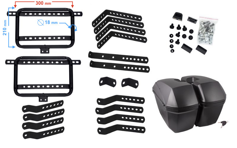 Kufer kufry boczne 2x23l moretti czarne stelaż