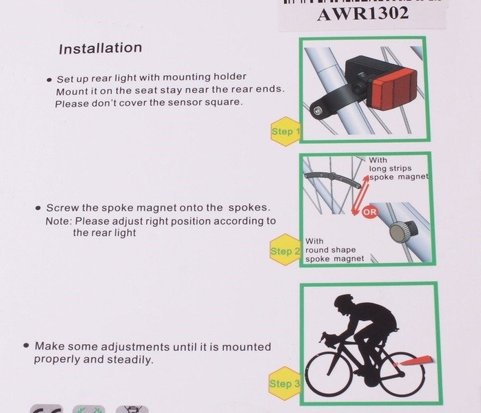 Lampa rowerowa tył tylna 2 led autonomiczna