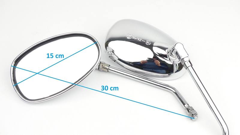 Lusterka chromowane owalne m10 prawy gwint 