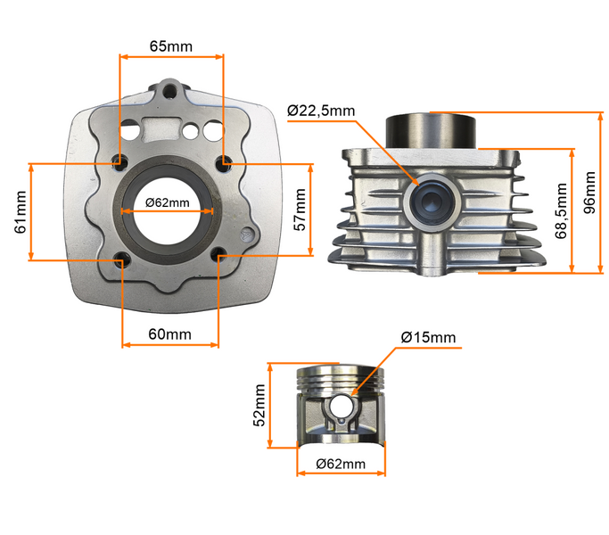 Cylinder głowica CG150 (62mm) 162FMI powietrze sworzeń 15mm