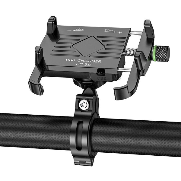 Uchwyt motocyklowy z ładowarką do telefonu czarny
