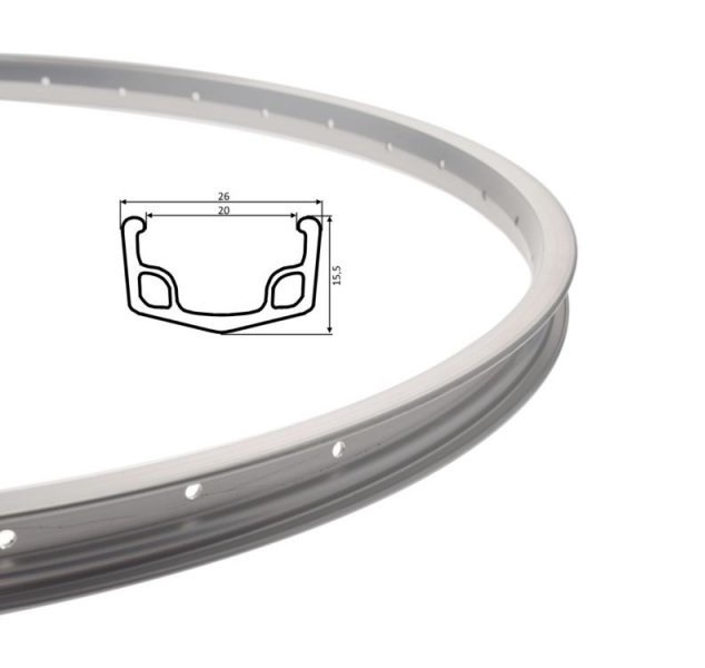 Obręcz koła 28 rowerowa 36 otw alu srebna wąska