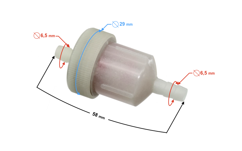 Filtr paliwa rozkręcany na wężyk 6mm Romet Wsk MZ
