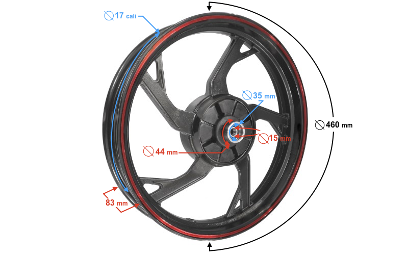 Felga koło obręcz tylna tył 17 do motoroweru Barton FR 2