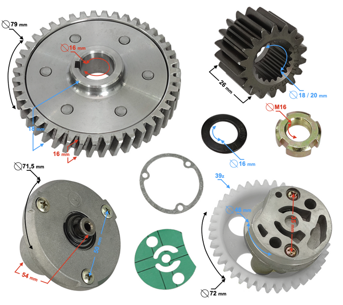 Zestaw pompy oleju do motocykla Barton Classic 125