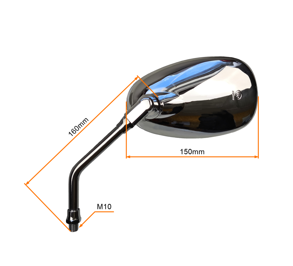 Lusterka motocyklowe owalne M10 chrom motorower minichopper