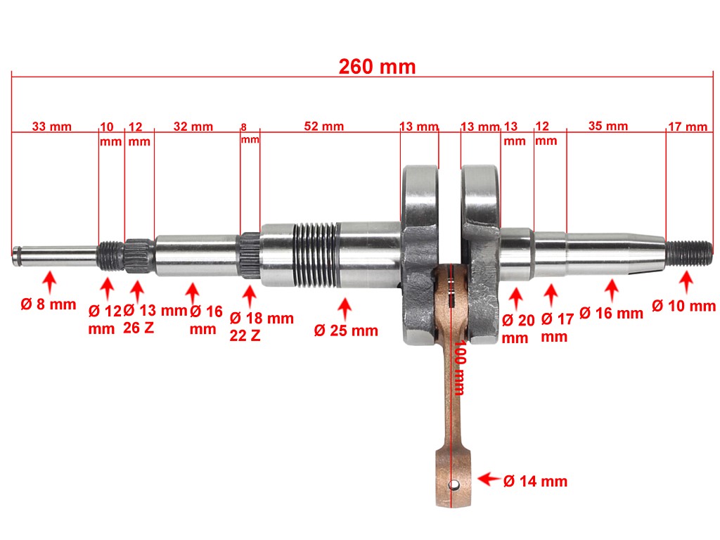 Wał korbowy suzuki ad50 katana tgb 101 benelli 491