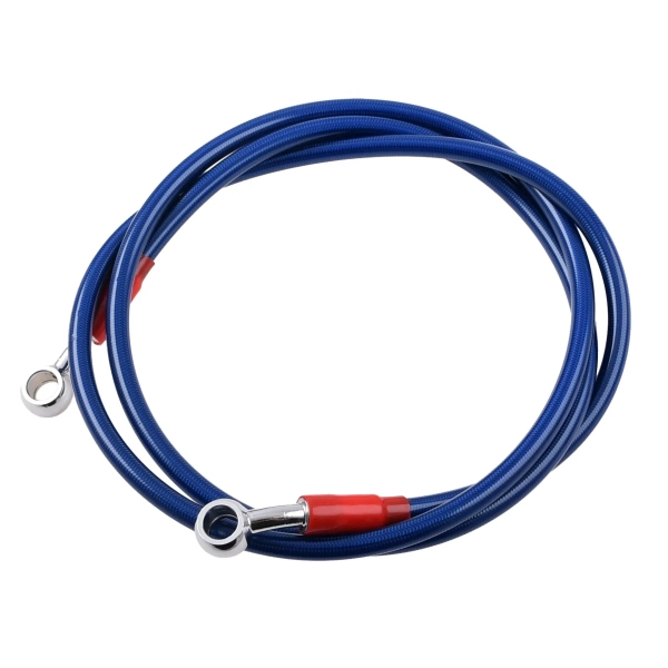 Przewód hamulcowy w stalowym oplocie niebieski 140cm Racing Force