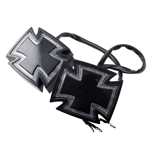 Kierunkowskazy mini krzyż Led czarne 7x6cm Racing Force