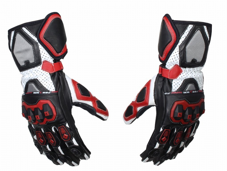 Rękawice motocyklowe sportowe pgs red black white