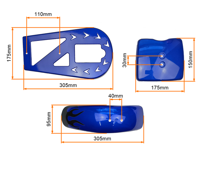 Plastiki owiewki niebieskie siedzenie pocket bike cross dirtbike 49 50 60cc