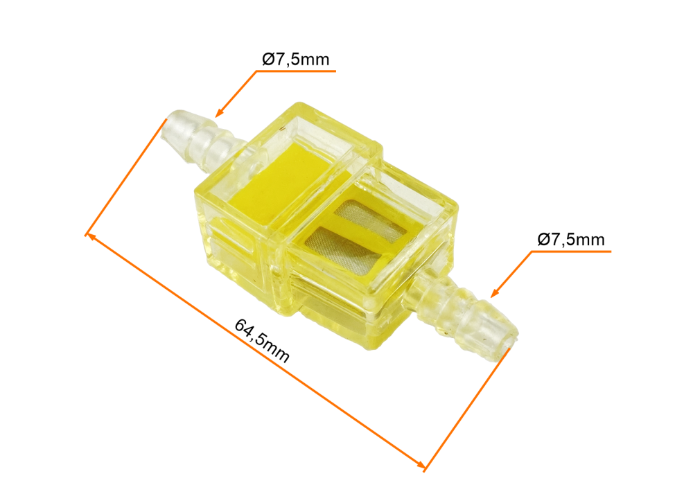 Filtr paliwa do wężyka 7mm uniwersalny typu Fast Flow żółty