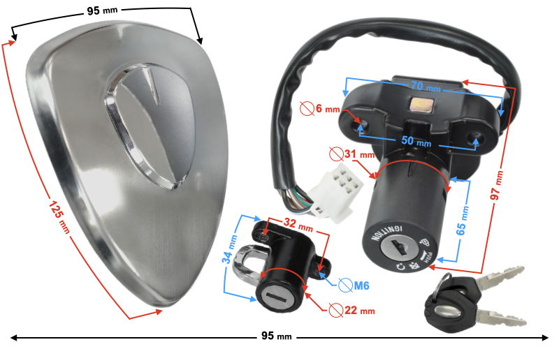 Stacyjka zamek do motocykla Barton Classic 125
