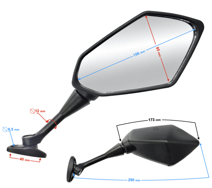 Lusterka motocyklowe Barton Blade homologacja