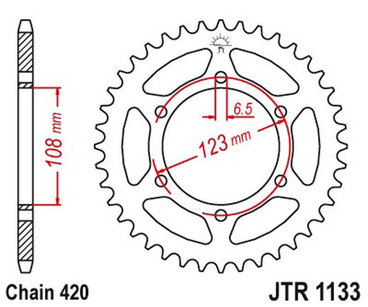 Zębatka tylna 4412 53z aprilia derbi łańcuch 420