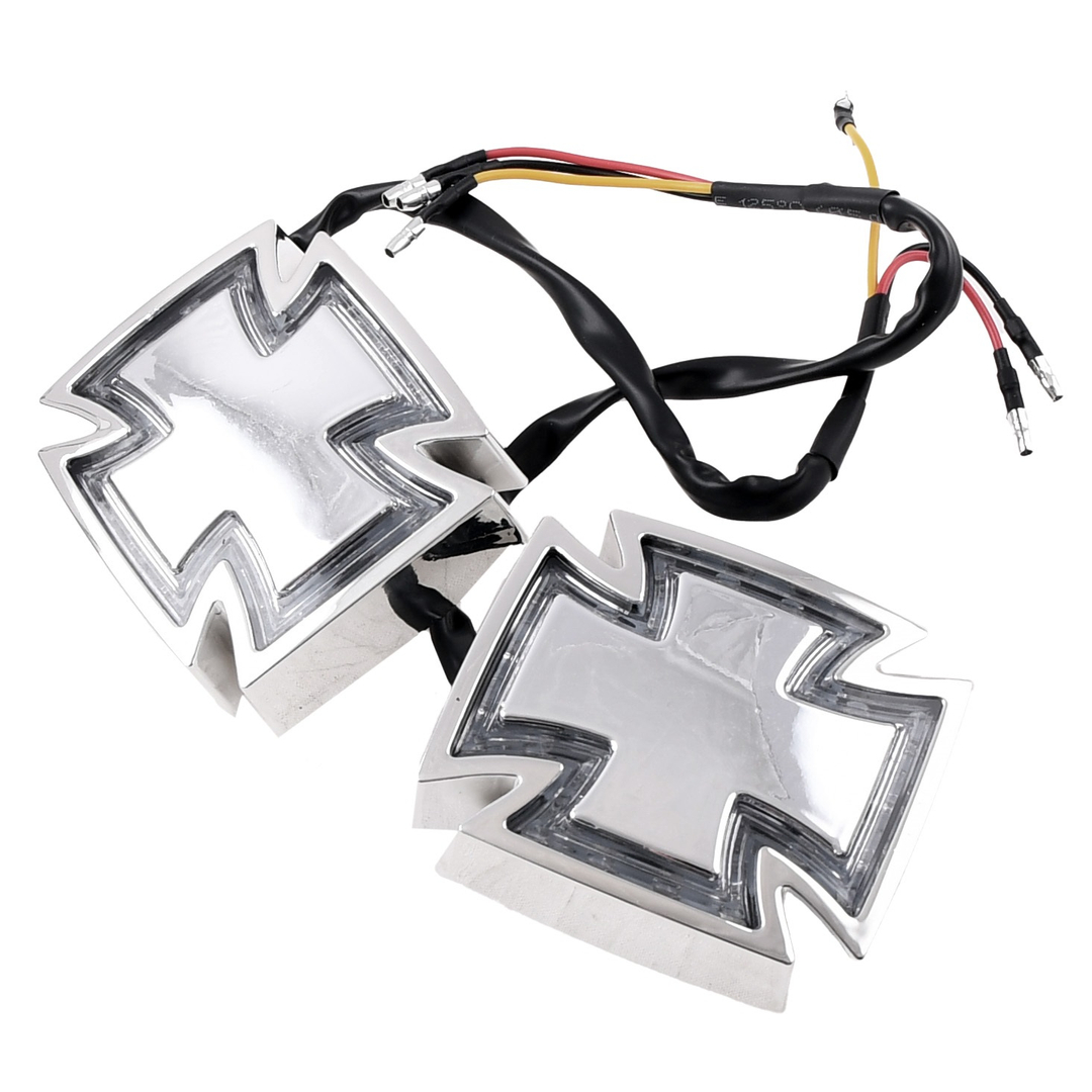 Kierunkowskazy mini krzyż Led chrom 7x6cm Racing Force