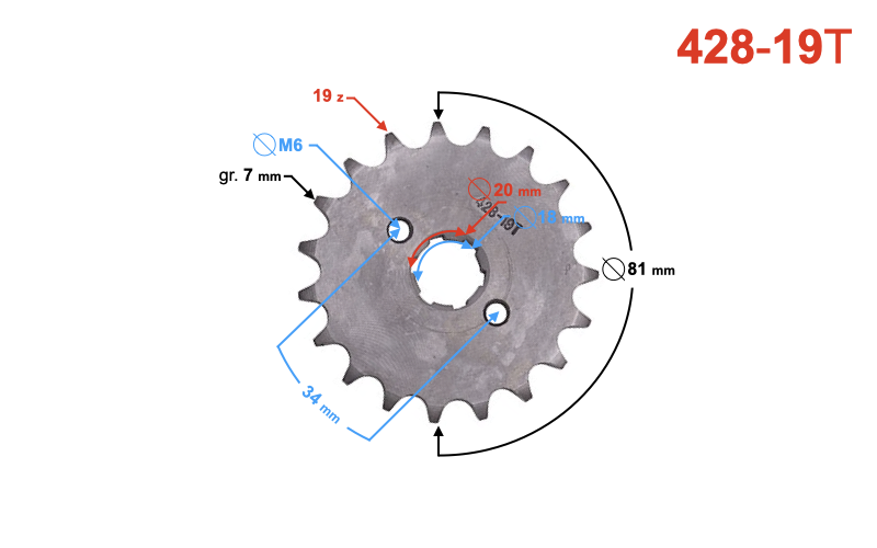 Zębatka zdawcza Moretti 19/428 do Barton TZ125