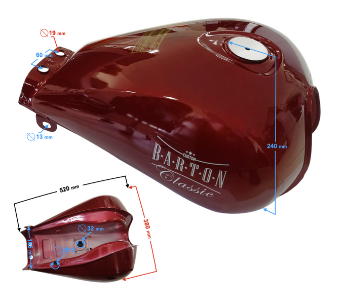 Zbiornik paliwa czerwony do Barton Classic 125