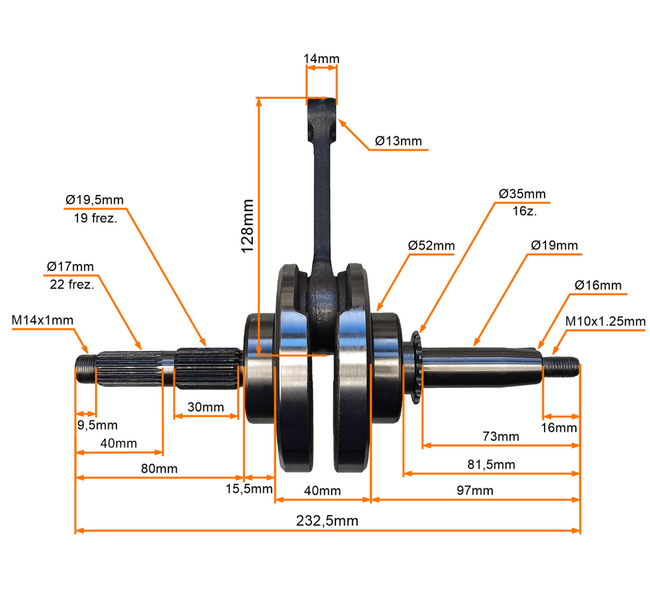 Wał korbowy cross pitbike 140 YX140 MRF Kayo LMX X-Motos Pitgang RXF KXD