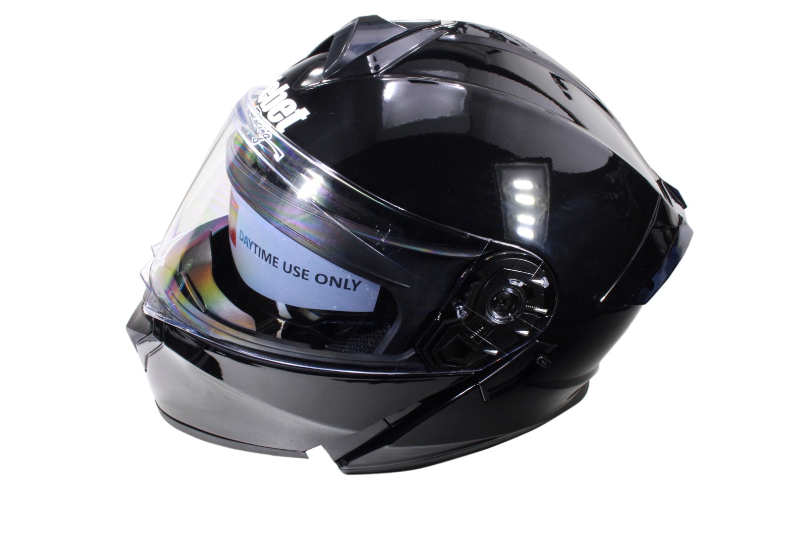 Kask szczękowy na motocykl skuter motorower czarny połysk