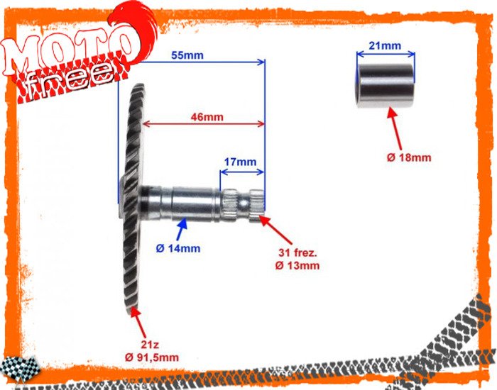 Wałek rozrusznika półksiężyc 7z zipp benzer gy6 4t