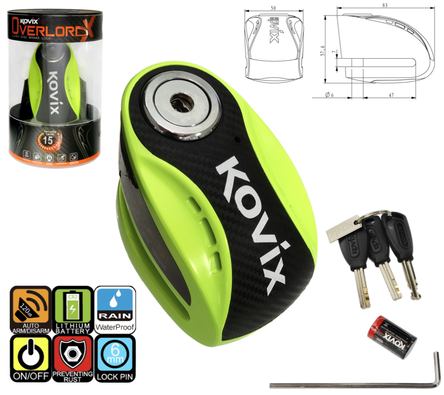 Blokada Tarczy Hamulca KOVIX KNX6 Neonowa Zielona
