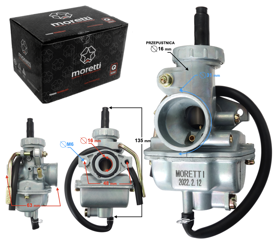 Gaźnik PZ16 80cc 4T na dźwignię Benzer Ferro Quest