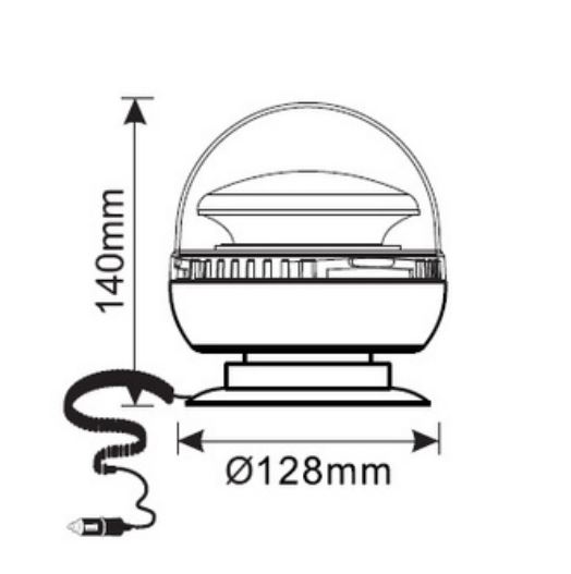 Lampa błyskowa kogut 20W 46LED Magnes DC 12/24V R65 R10
