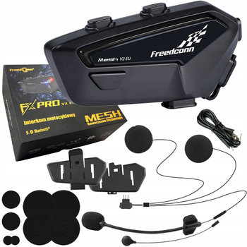 FreedConn Interkom motocyklowy FX PRO V2 EU do 6 osób Mesh polskie komunikaty