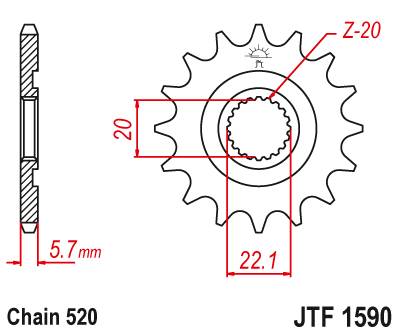Zębatka przednia JTF1590.13SC 13z 520 Yamaha WR YZ Gas Gas Fantic samooczyszczająca