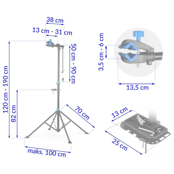 Stojak rowerowy serwisowy wieszak na rower Roxar do 30kg