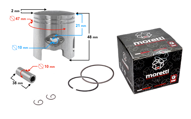Tłok do skutera 80CM 47mm sworzeń 10mm 2T 