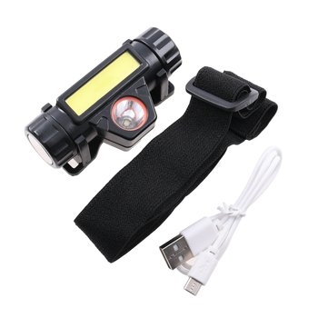 Latarka czołowa Led z obrotową główką COB 3W + XPE 800mAh