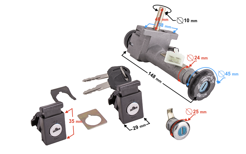 Stacyjka zamek komplet do skutera Barton B-Max