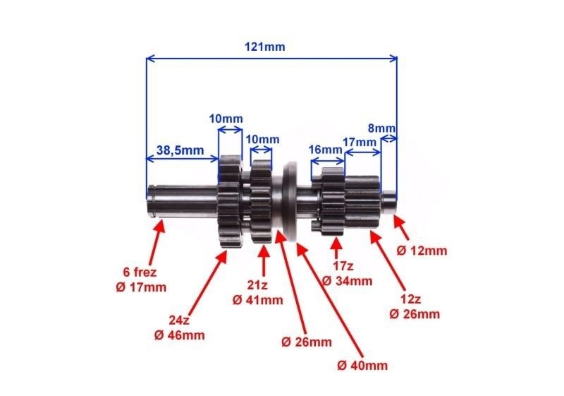 Skrzynia Biegów CROSS 125 ccm Komplet
