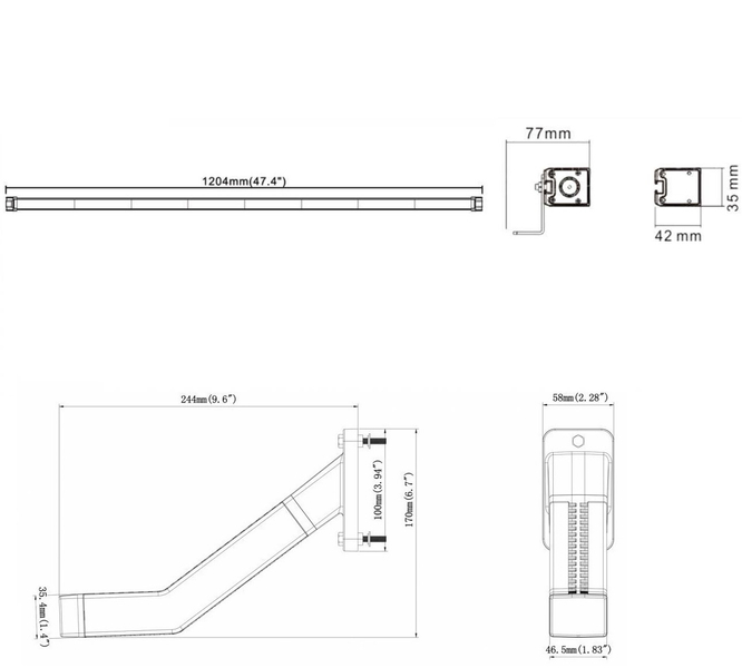 Belka Ostrzegawcza 72Led 1204x35 R65 R10 Na Śruby + gratis lampy narożne obrysowe prawa lewa