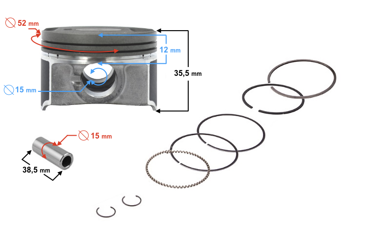 Tłok 125cc do skutera Barton B-Max 52,00mm 4T